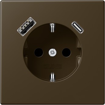 Base enchufe Schuko con cargador USB-A Y USB-C Jung LS1520-15CAWWM serie  LS990 Blanco