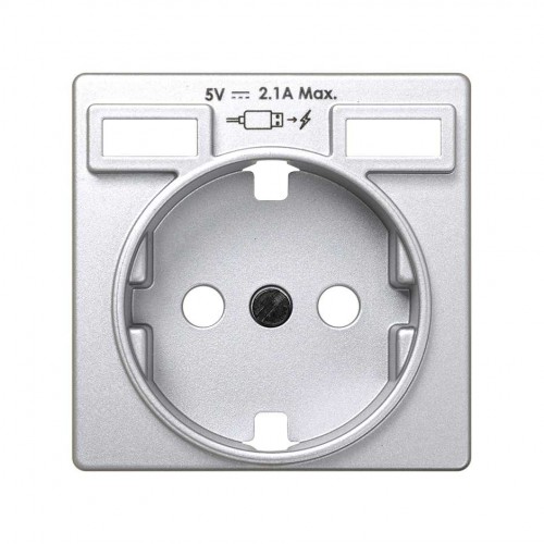 Simon 270 Cargador USB doble A+A 2.1A Simon. Color Aluminio